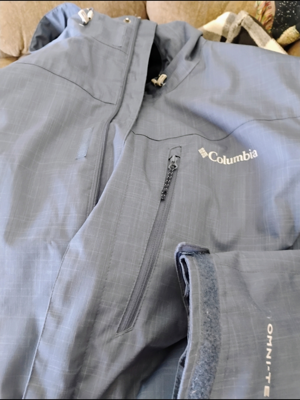 Columbia Light Blue Omni-Tech Hooded Jacket